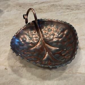 Vintage Gregorian Copper solid copper leaf shaped tr
